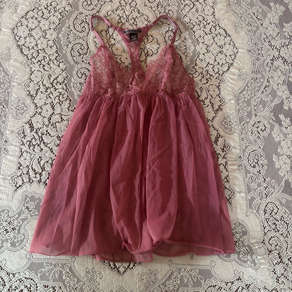 pink victoria secret slip dress teddy size small